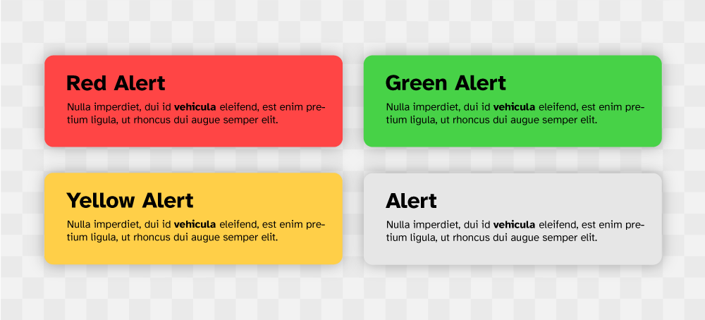 A collection of alert blocks that all appear to be from the same system.